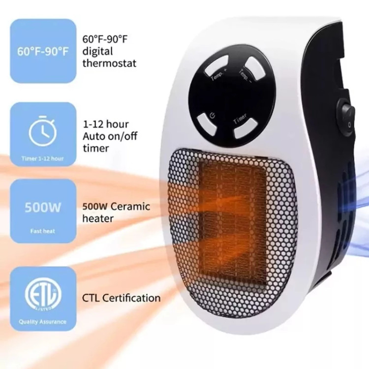 بخاری برقی دیواری 500 وات فن دار دیواری مدل MA-101