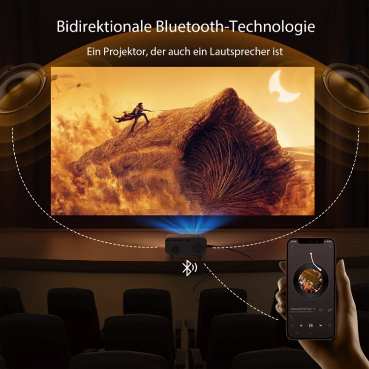 ویدیو پروژکتور وای فای برند جیمویو مدل J61 با کیفیت 4k و فوکوس خودکار
