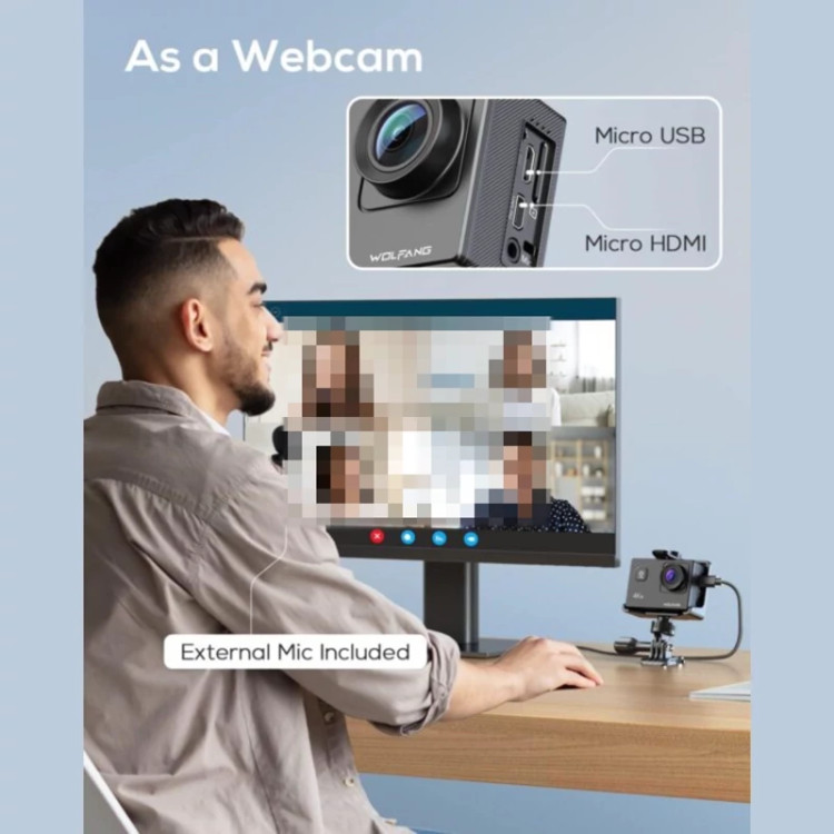 دوربین اکشن ورزشی 4K برند WOLFANG مدل GA100