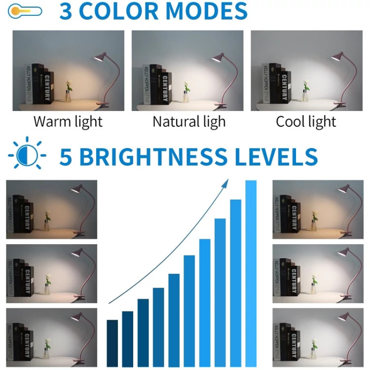 چراغ مطالعه ی گیره ای LED Qooltek 3