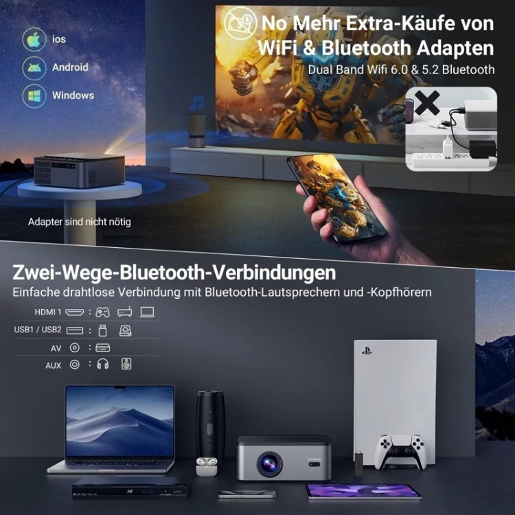 ویدیو پروژکتور 4K HDR برند لونویکس فوکوس خودکار مدل L8