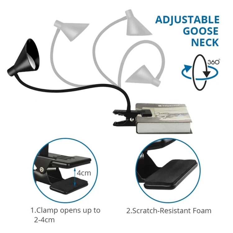 چراغ مطالعه ی گیره ای LED Qooltek 3