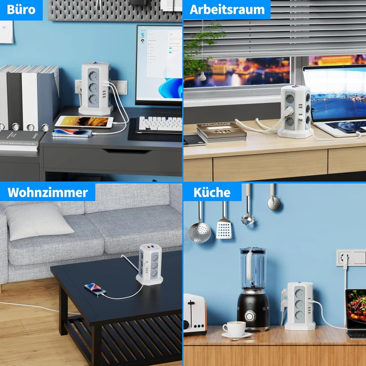 چندراهی برق کوتومای 2500w و 12 پریز و ۵ پورت USB با کابل 1.80 سانتیمتری