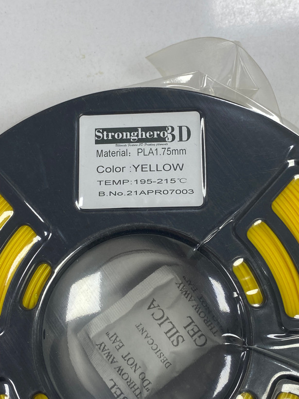 فیلامنت پرینتر سهبعدی برند Stronghero3D اندازه 1.75mm رنگ زرد، وزن ۱ کیلوگرم