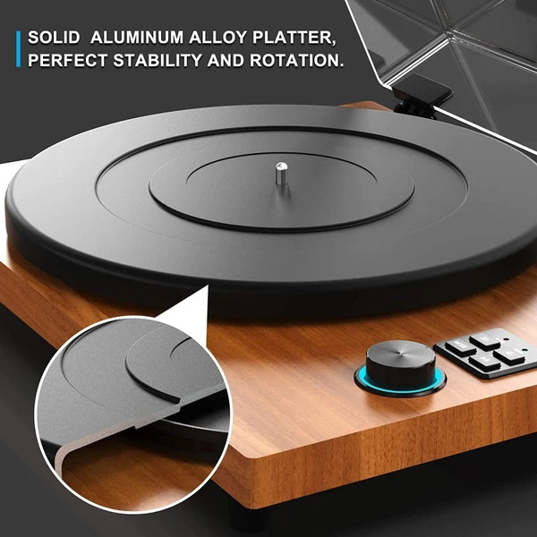 گرامافون چوبی رومیزی با سیستم HiFi و بلوتوثی با دو بلندگوی جداگانه