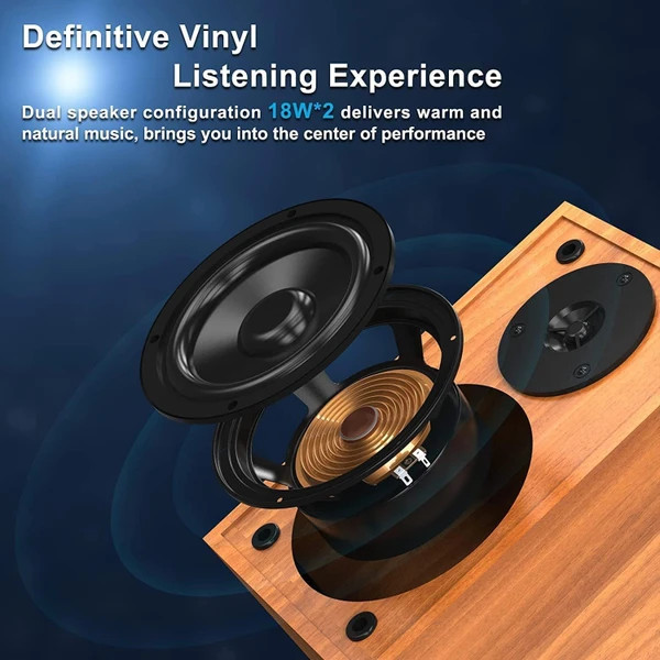 گرامافون چوبی رومیزی با سیستم HiFi و بلوتوثی با دو بلندگوی جداگانه