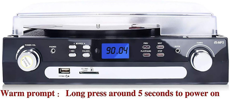 گرامافون بلوتوثی برندDIGITNOW! قابلیت تبدیل وینیل به MP3 | کاست، رادیو AM/FM، USB/SD