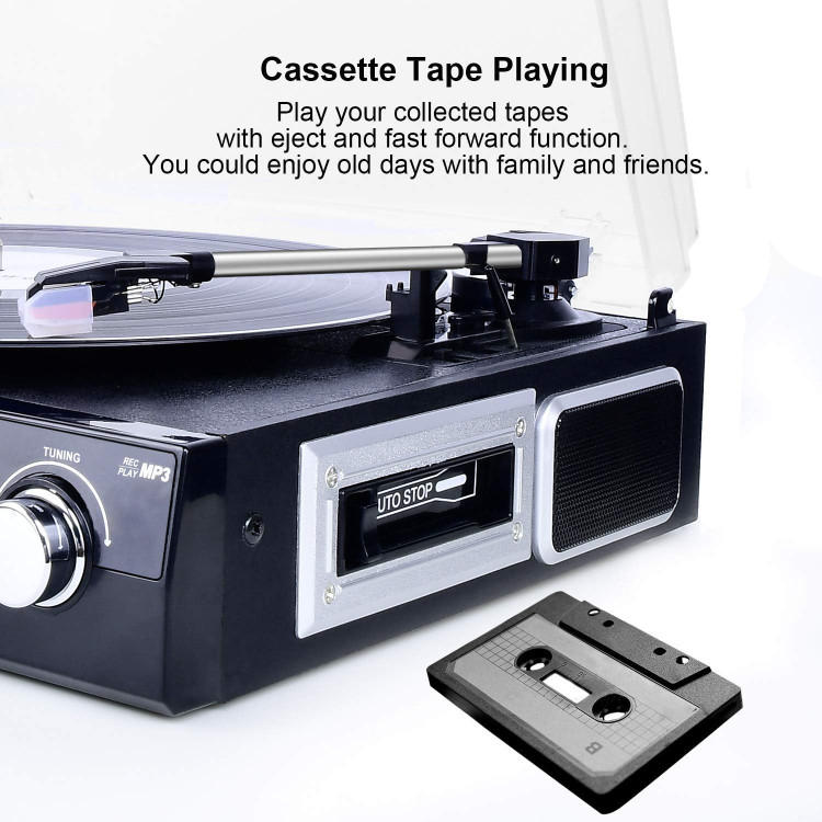 گرامافون بلوتوثی برندDIGITNOW! قابلیت تبدیل وینیل به MP3 | کاست، رادیو AM/FM، USB/SD