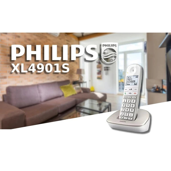 تلفن ثابت برند فیلیپس مدل XL490 | سازگار با سمعک، تقویت صدا و صفحه نمایش بزرگ