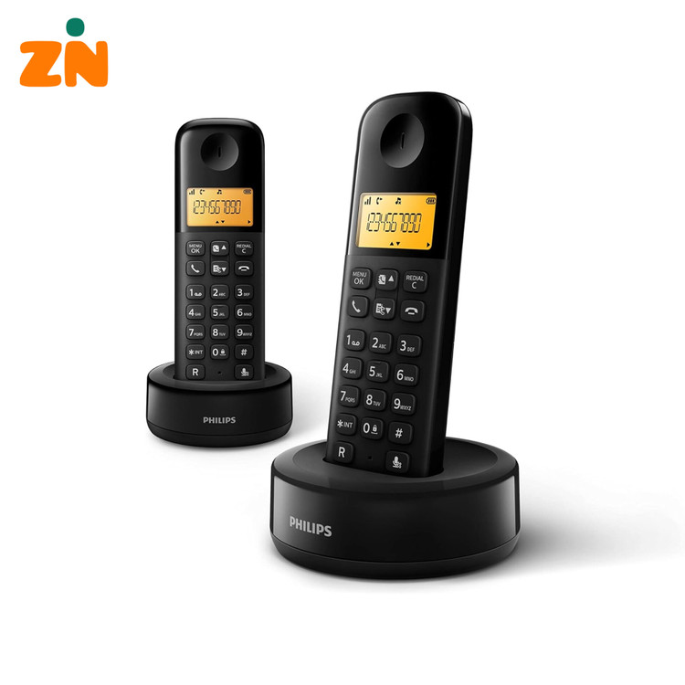 تلفن ثابت بیسیم برند فیلیپس مدل D160 Duo دو گوشی | DECT، صفحه نمایش 1.6 اینچی