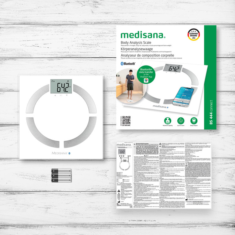 ترازو هوشمند آنالیز بدن مدیسانا مدل BS 444 Connect اندازهگیری BMI، چربی، عضله و دارای بلوتوث و اتصال به اپلیکیشن