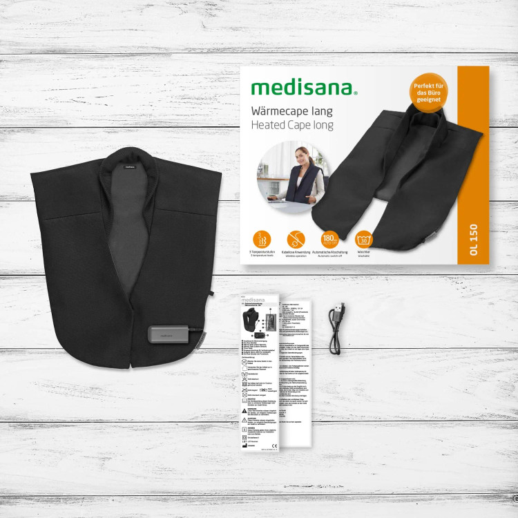 شنل گرمکن برقی Medisana OL 150 با پاوربانک، ۳ سطح گرمایش و تایمر