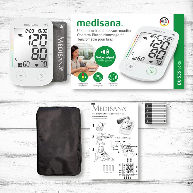 فشارسنج بازویی دیجیتال مدیسانا مدل Medisana BU 535 Voice با قابلیت اعلام صوتی