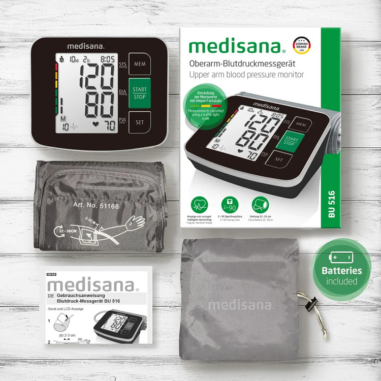 فشارسنج بازویی دیجیتال مدیسانا مدل Medisana BU 516 با تشخیص ضربان نامنظم