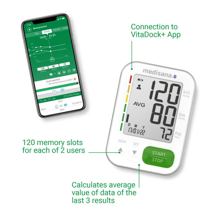 فشارسنج بازویی دیجیتال مدیسانا مدل Medisana BU 570 Connect با بلوتوث