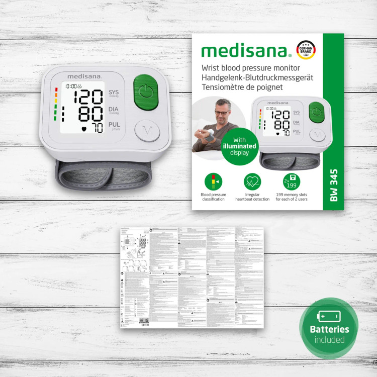فشارسنج مچی مدیسانا مدل Medisana BW 345، دیجیتال با تشخیص ضربان قلب نامنظم