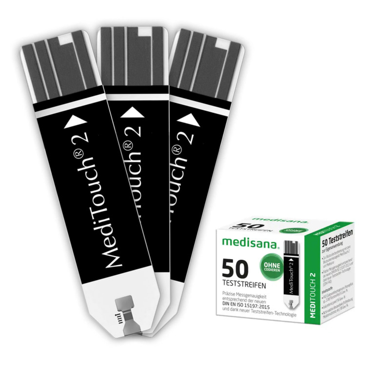 نوار تست قند خون مدیسانا MediTouch 2 مدل 79038 | بسته ۵۰ عددی