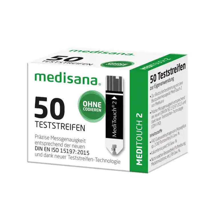 نوار تست قند خون مدیسانا MediTouch 2 مدل 79038 | بسته ۵۰ عددی