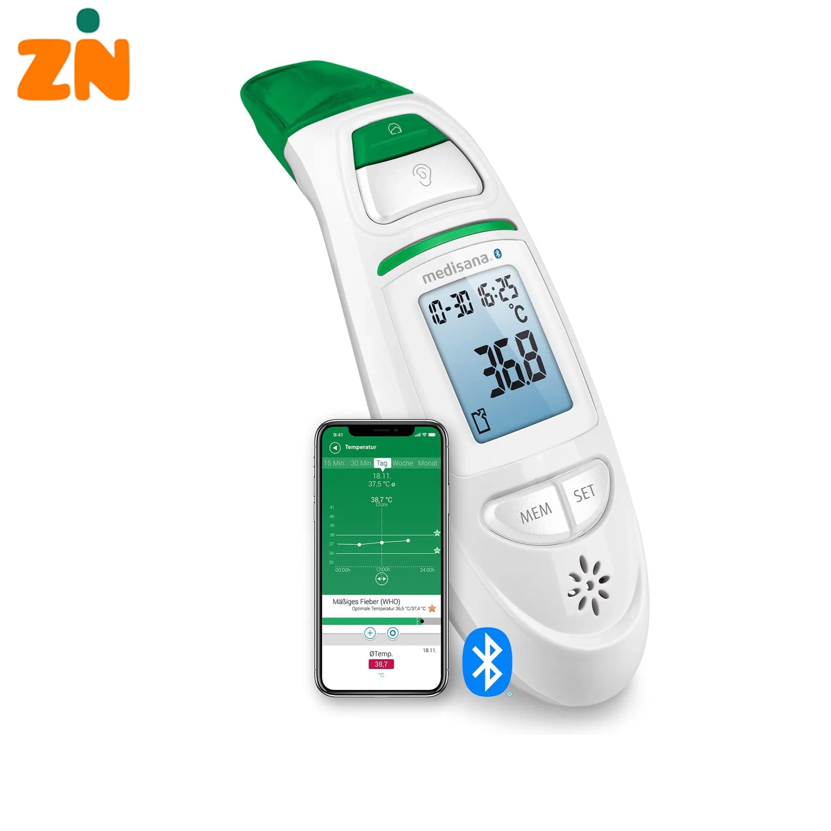 دماسنج دیجیتال مادون قرمز مدیسانا Medisana TM 750 Connect | پیشانی و گوش | Bluetooth