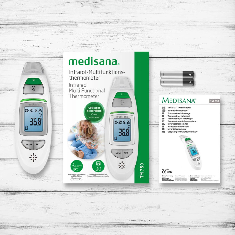 دماسنج دیجیتال مادون قرمز مدیسانا Medisana TM 750 | پیشانی و گوش | 6 در 1