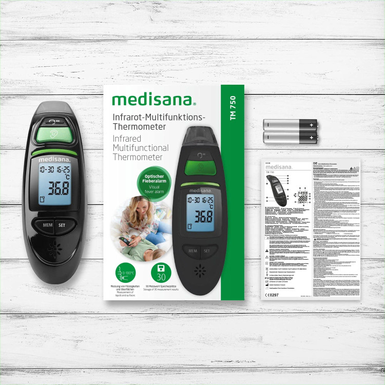 دماسنج دیجیتال مادون قرمز مدیسانا Medisana TM 750 | پیشانی و گوش | 6 در 1