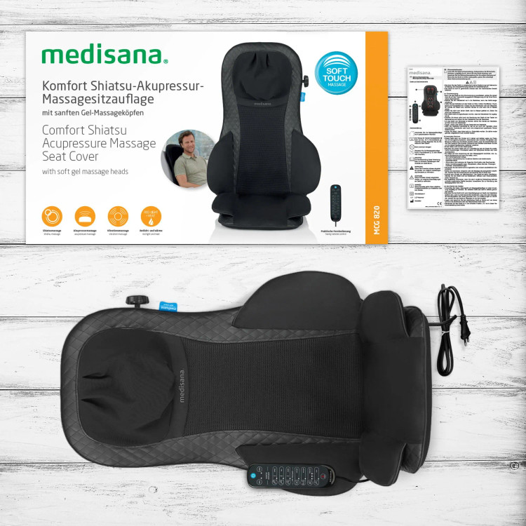 روکش صندلی ماساژ مدیسانا Medisana MCG 820 | ماساژ شیاتسو، طب فشاری، گرما و نور قرمز