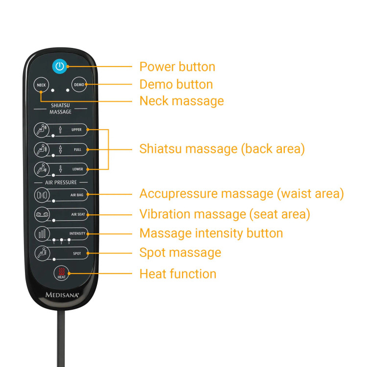 روکش صندلی ماساژ مدیسانا Medisana MCG 820 | ماساژ شیاتسو، طب فشاری، گرما و نور قرمز