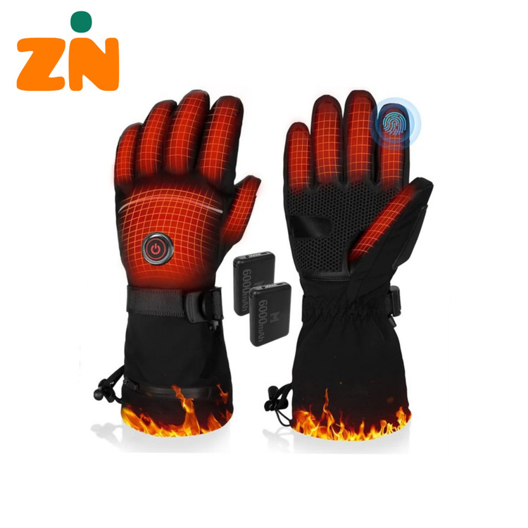 MUTOUHE Rechargeable Heated Gloves 3 Heat Levels Waterproof Size L